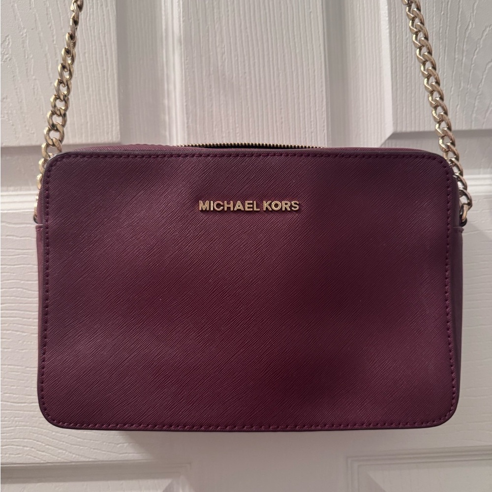 Michael Kors Plum Crossbody Bag with Gold Chain